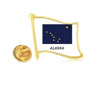 American State Flag Contour Alaska Golden Metal Flag Lapel Pin Badge