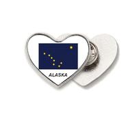 American State Flag Contour Alaska Heart Metal Pin Brooch Clip Love