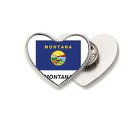 American State Flag Contour Montana Heart Metal Pin Brooch Clip Love