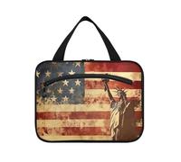 American Statue of Liberty Hanging Travel Organizer Bags with Hook, Designer Chic Travel Bag Toiletry for Cruise Travel Backpacking Bolsa para maquillaje L