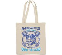 American Steel Super Power Own The Road Natural Cotton Tote Bag White