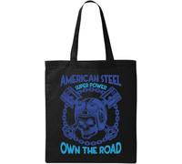 American Steel Super Power Own The Road Natural Ecological Cotton Tote Bag Black