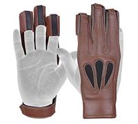 American Style Archery 3-Finger Glove for Right Hand - Durable Leather, Black, Beige, Dark Brow