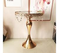 American Style Circular Electroplated Cake Stand Wedding Props Cake Table Glass Mirror Crystal Display Stand Metal Tray Ornament (G L30*W21CM)