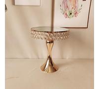 American Style Circular Electroplated Cake Stand Wedding Props Cake Table Glass Mirror Crystal Display Stand Metal Tray Ornament (G L30*W21CM)