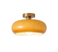 American Style Retro Drum Ceiling Light Brass Glass Farmhouse Ceiling Lamp Semi Flush Mount Ceiling Lighting Fixtures for Balcony Hallway Corridor Bedroom Loft Aisle Hallway Hotel (Color : Orange, S
