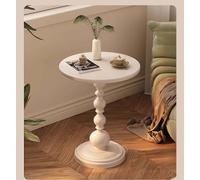 American Style Round Side Table Retro Ironwork Telephone Desk Minimalist Small Coffee Table for Living Room & Balcony Compact White Corner Table for Modern Decor.
