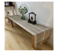 American-Style Solid Color Retro Table Runner, Hand-Knotted Tassels, Soft Fabric, Suitable for Dining Table,Coffee Table Decoration(Grey,33x200cm)