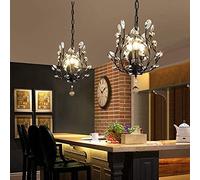 American Stylish Dining Table Ceiling Lamp Creative Light Tree Branch Crystal Hanging Lights Restaurant Kitchen Island Personality Living Room Bar Crystal Chandelier/Black