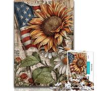 American Sunflower 1000 Piece Jigsaw Puzzles for Adults,Stress Reliever Difficult Challenge Suitable for Desktop Decoration 38x26cm