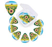 American-Sunflower US-Flag Stripes Guitar Picks 12 Pack with Organizer Box, 0.46 0.71 0.96 mm Includes Thin Medium Heavy Thickness,Abstract Guitar Pick Plectrums for Electric Guitar Ukulele Bass
