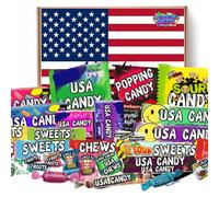 American Sweets Gift Box - Imported USA Candy Hamper - Includes 30 Assorted Treats, Mixed Flavours & Favourite Brands By Simway Sweets