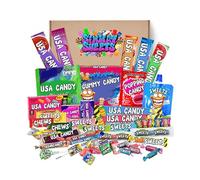 American Sweets Gift Box - USA Candy Assortment, Mix of 50 Chewy & Fruity Favorites By Simway Sweets