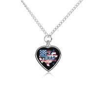 American Texas Flag Ea-gle Custom Cremation Jewelry Urn Necklace for Dog Pet Ashes Heart Memorial Pendant