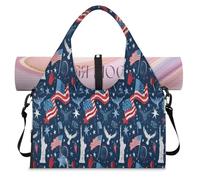American Theme Sports Duffle Bag with Shoe Compartment Weekend Overnight Bags Tote Cabin Luggage Bag for Gym Yoga Travel