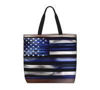 American Thin Blue Line Flag Basic Models Tote Bag With Zipper With Inner Pockets,Laptop Work Tote Bag For Sport,Travel