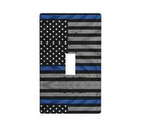 American Thin Blue Line Flag Print Decorative 1-Gang Wall Plate,Standard Size Unbreakable Polycarbonate Switch & Outlet Cover
