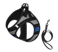 American Thin Blue Line Flag Print Harness Leash Set For Cat And Small Dog, Adjustable, Reflective, And Escape-Proof Vest With Soft Breathable Mesh Lining