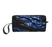 American Thin Blue Line Flag print Travel Toiletry Pouch, Pencil Bag Canvas Makeup Bag, Multi-Purpose Cosmetic Bag with Zipper, White, One Size