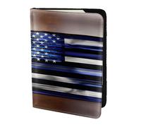 American Thin Blue Line Flag print Travel Wallet Passport Holder Case for Family Leather Passport Cover for Men Women, Black, One Size