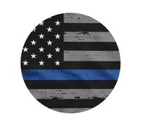 American Thin Blue Line Flag Printed Coasters Set of 4, Tabletop Protection Leather Coasters for Cup Drinks Coffee Pads Beer Bar Mat Gifts, Round Shape