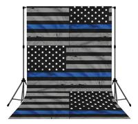 American Thin Blue Line Flag Printed Photo Background, Seamless Matte Fabric for Shoots, Professional Studio Wall Banner