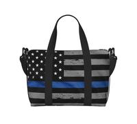 American Thin Blue Line Flag Printed Travel Duffel Bag for Women Men - Weekend Overnight Bags with Adjustable Shoulder Strap and Handle
