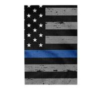American Thin Blue Line Flag Printed Wooden Puzzle 1000 Piece, Cute Puzzle Game in Plastic Box for Family Entertainment and Brain Training Gifts