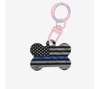 American Thin Blue Line Flag Printing Acrylic Dog Bone Ornament,Dog Tags Personalized Pet Ornament, Key Chain Bone Shaped Id Tags