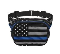 American Thin Blue Line Flag Unisex Adjustable Waist Square Double Layer Waist Pack for Outdoor Activities Travelling Running Hiking