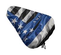 American Thin Blue Line Flag Waterproof Bike Seat Cushion with Drawstring for Women Men Soft Padded Bicycle Seat Cover for Comfort Wide Road Bike Saddles Universal Fit for Mountain Exercise