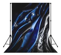 American Thin Blue Line Flag3 Print Large 5×7ft Seamless Polyester Fabric Photo Backdrop Curtain for Portrait Photoshoot Party Video