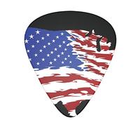 American Thin Red Line Flag map pattern Celluloid Guitar Picks Plectrums for Guitar Bass Ukulele 0.46mm/0.71mm/0.96mm (Pack of 12)