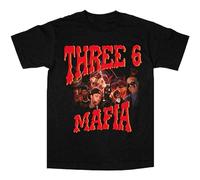 American Thrift Three Six Mafia T-Shirt Vintage Gift for Men Funny Tee Black O Neck Tee