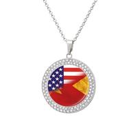 American Tigray Combined Flag Funny Necklace With Printed Pendant Novelty Diamond Jewelry for Women Men Silver/Gold