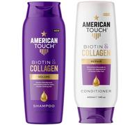 American Touch Shampoo & Conditioner Bundle Giftset, Biotin & Collagen Hair Care, 400ml Each, Strengthening & Volumizing Duo for Healthy, Shiny, Smooth Hair