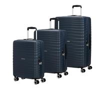 American Tourister Aerotech - 3 Piece Hard Shell Luggage Set (Carry On, Medium, Large) Expandable Trolley Set with TSA Lock - Blue (Metallic Navy)