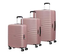 American Tourister Aerotech - 3 Piece Hard Shell Suitcase Set (Carry on, Medium, Large), Expandable, Trolley Set with TSA Lock - Pink (Metallic Rose)