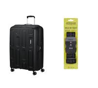 American tourister Ellipso 79 cm hard case black with luggage strap, black/grey