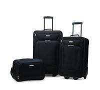American Tourister Fieldbrook XLT Softside Upright Luggage, Black, 4-Piece Set (BB/DF/21/25), Fieldbrook XLT Softside Upright Luggage
