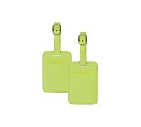 American Tourister Luggage Tags - for suitcases and Bags, with Adjustable Strap, Address Card Included, Set of 2, Light Lime