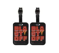 American Tourister Luggage Tags - for suitcases and Bags, with Adjustable Strap, Address Card Included, with Print, Set of 2 - Blast Off