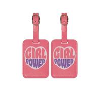 American Tourister Luggage Tags - for suitcases and Bags, with Adjustable Strap, Address Card Included, with Print, Set of 2 - Girl Power