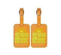American Tourister Luggage Tags - for suitcases and Bags, with Adjustable Strap, Address Card Included, with Print, Set of 2 - Sun Surf Repeat