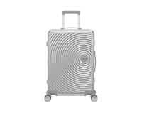 American Tourister Medium trolley made of aluminum. Features top and side handle, TSA combination lock, 4 pivoting wheels cushioned to reduce noise and vibration. D, 1776 Silver, M, Medium