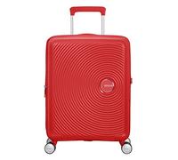American Tourister Soundbox - Hand Luggage Suitcase 55 x 40 x 20/23 cm - Hard Shell Cabin Trolley suitable for most airlines incl. EasyJet - Expandable, 4 wheels & TSA lock - 35.5/41 L - Coral Red