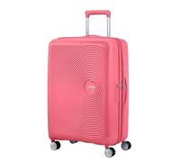 American Tourister Soundbox - Hard Shell Suitcase 67 cm Medium - Trolley Case with 4 Wheels, TSA Lock, Expandable & Light - 71.5/81 L - Sun Kissed Coral