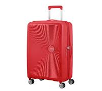 American Tourister Soundbox - Hard Shell Suitcase 67 cm Medium - Trolley Case with 4 wheels, TSA lock, Expandable & Light - 71.5/81 L - Coral Red