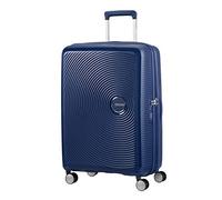 American Tourister Soundbox - Hard Shell Suitcase 67 cm Medium - Trolley Suitcase with 4 Wheels, TSA Lock, Expandable & Light - 71.5/81 L - Blue (Midnight Navy)
