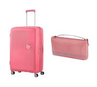 American tourister Soundbox Hard Shell Suitcase 77 cm Large Pink with Luggage Cover L, Pink/Mauve